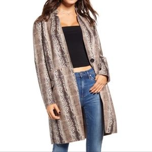 BLANK NYC Snake Print Brown Suede Jacket